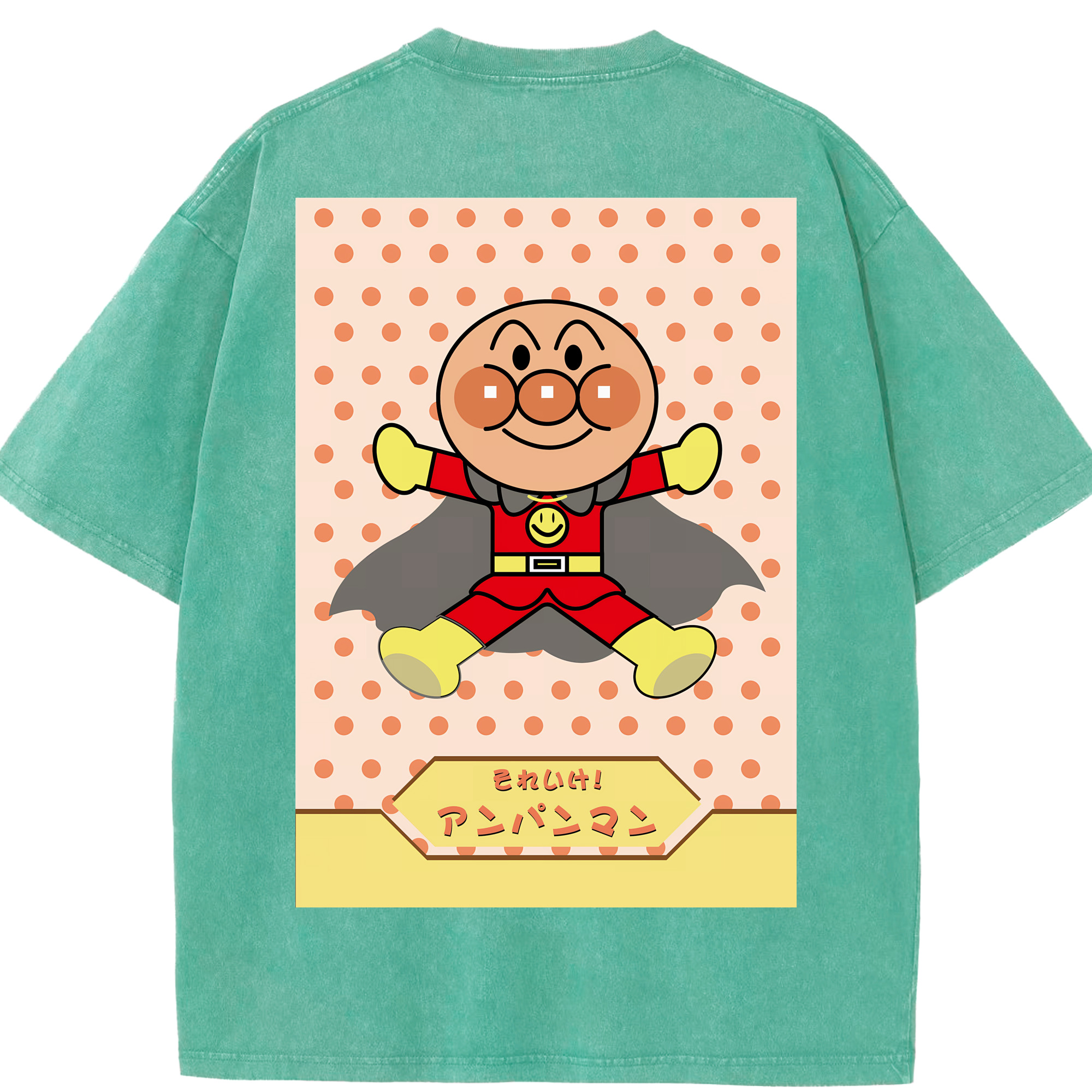 （画像用） アンパンマン Anpanman 綿100% ヴィンテージ風 半袖Tシャツ（背面プリント）